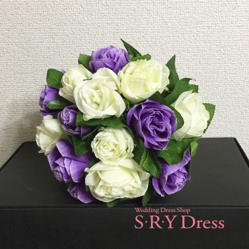 ウェディングブーケ シルクフラワー 造花 定番サイズ オフホワイト パーブルB-6 ウェディングブーケ シルクフラワー 造花 定番サイズ オフホワイト パーブルB-6