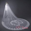 ウェディングベール ロング ヴェール Veil 横300×長300cm 単層 ロングベール 金属コーム付き 豪華レース 刺しゅう 柔らかい上質チュール ホワイト...