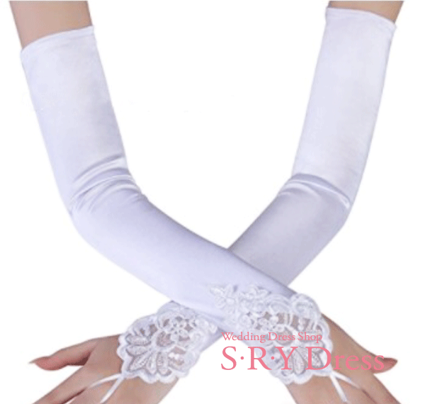 1000円ポッキリ 送料無料 ウエディング グローブ フィンガーレス 指なし ロング グローブ 肘上 肘下 サテン ホワイト オフホワイト ブラック 3色 グローブ ブライダル 挙式 ウェディングドレス カラードレス GF0250