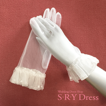 ウェディンググローブ・花嫁・可愛い総レース小花小花ショートグローブ・手袋GS129/OW★送料無料日本製