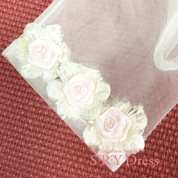 ウェディンググローブ・花嫁・可愛い総レース小花小花ショートグローブ・手袋GS116/OW★送料無料日本製