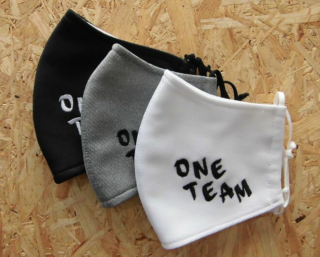 接触冷感☆刺繍入り オリジナルハンドメイドマスク3 ONE TEAM side 