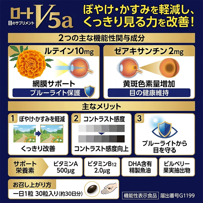 ロートV5a 30粒 30日分 ロート製薬 機能性表示食品 ルテイン ゼアキサンチン ビタ...