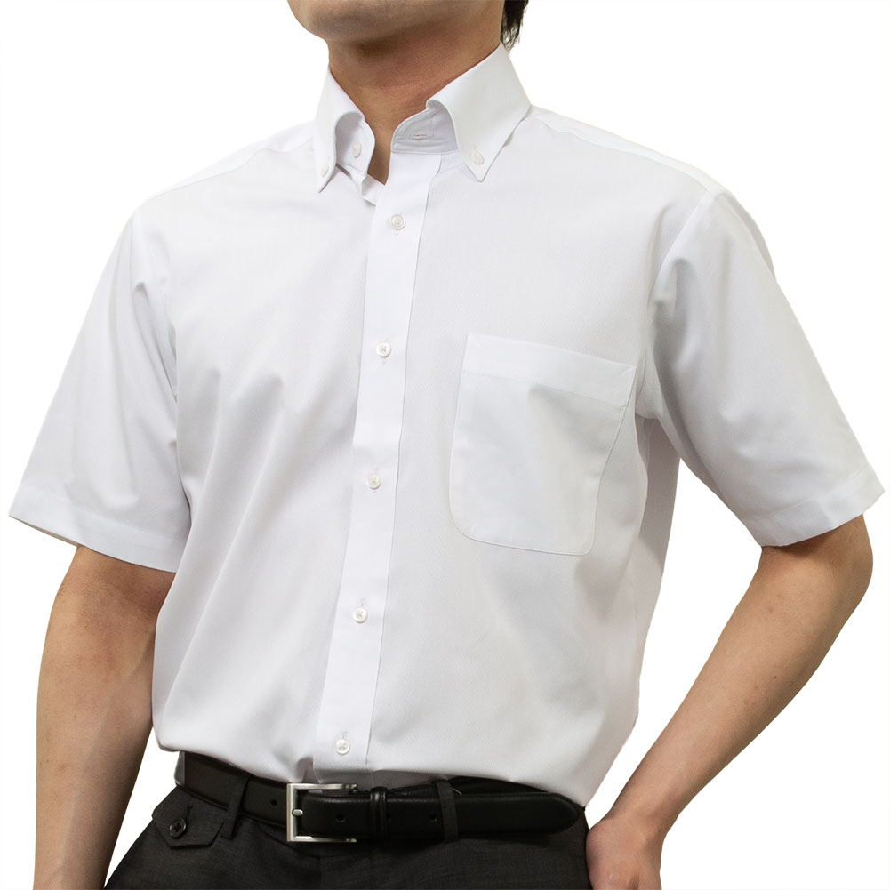 樂天商城 - ワイシャツ 半袖 メンズ ボタンダウン 接触冷感 遮熱 UVカット ソフトタッチ 透けにくい 形態安定