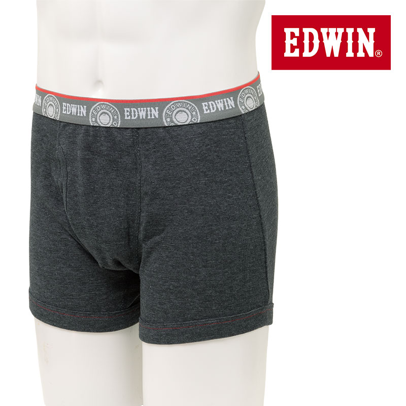 樂天商城 - ボクサーパンツ 前開き メンズ フライス 快適立体設計 EDWIN エドウィン アンダーウェア チャコール