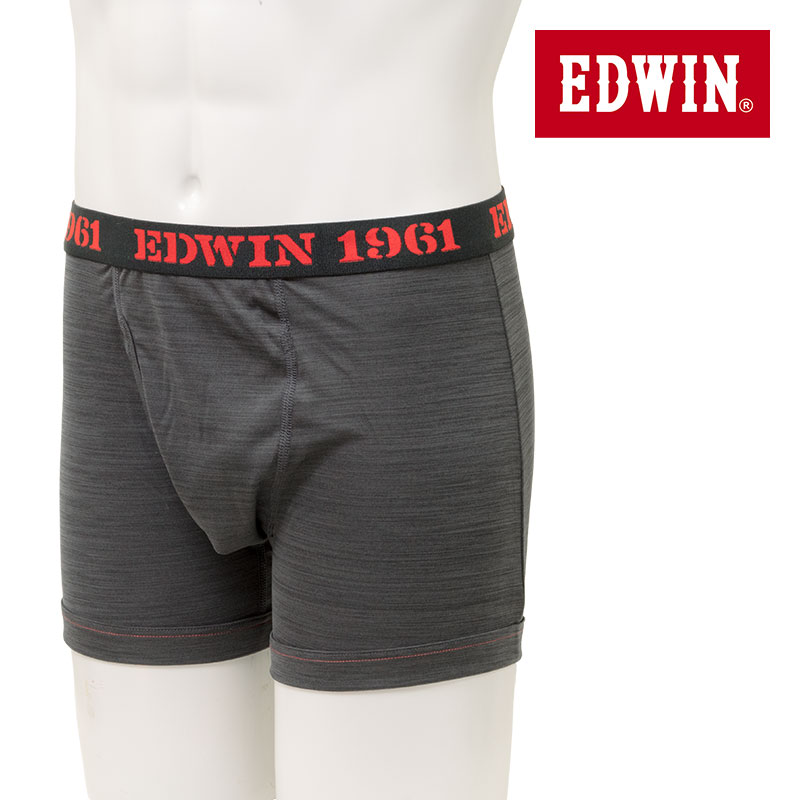 Rakuten - ボクサーパンツ 前開き メンズ カチオン杢 スムース 快適立体設計 EDWIN エドウィン 動きやすい チャコール