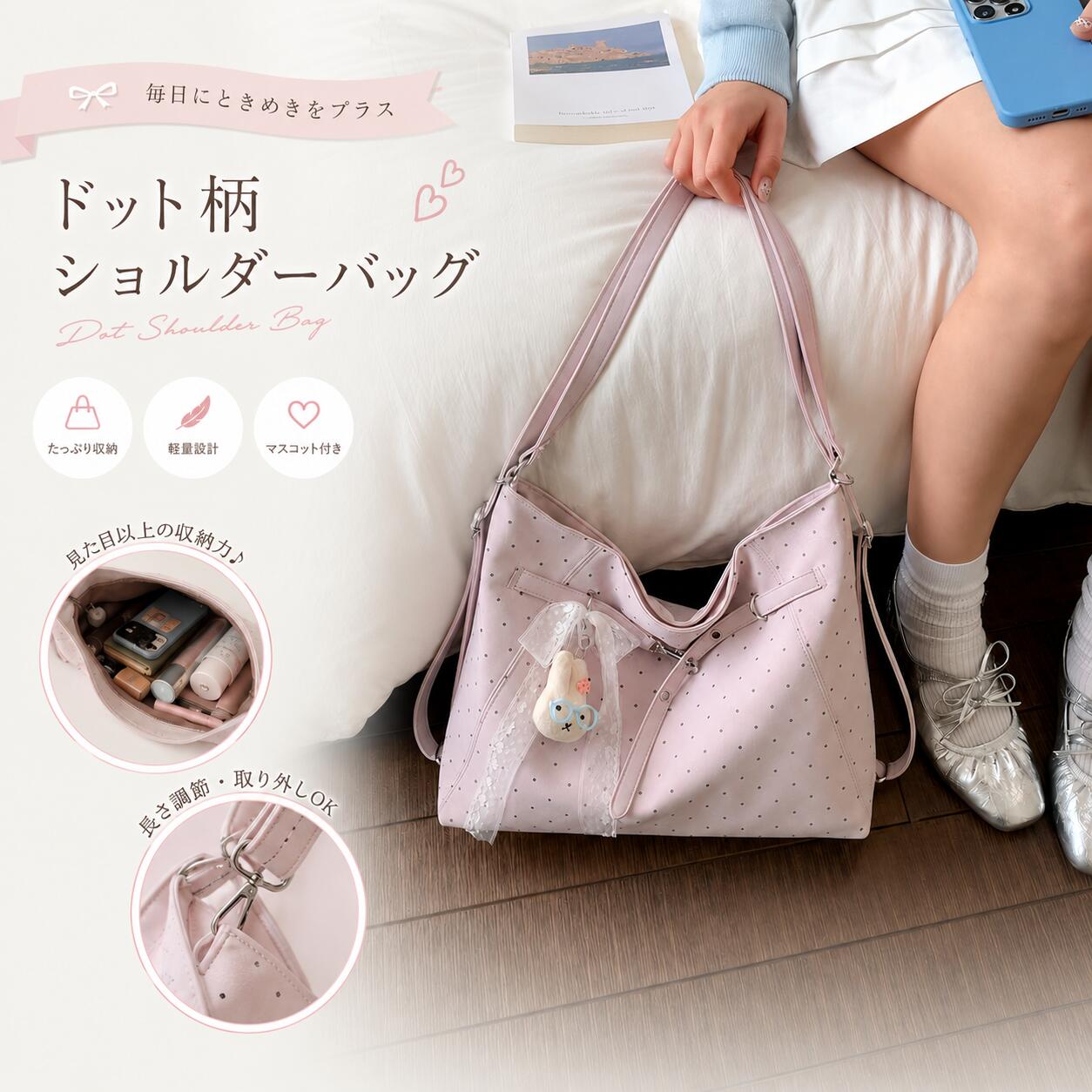 乐天商城 - 【48H限定200円クーポン】甘めカジュアル 3way 大容量バッグ 韓国風万能通勤バッグ おしゃれショルダー & トート兼用 レディース多機能収納バッグ