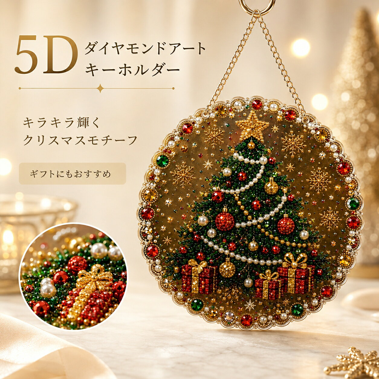 【48H限定200円クーポン】クリスマス ダイヤモンドアート キット 5D パールアート キラキラ 吊り下げ DIY 手作りキット ラインストーン ビーズアート 壁掛け 窓飾り ホリデーウォールデコレーション インテリア ギフト