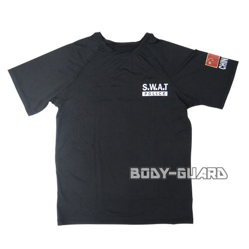 楽天ボディーガード楽天市場店中国SWAT Tシャツ 半袖 L ブラック ミリタリーTシャツ ミリタリーファッション 特殊部隊 Lサイズ スポーツ スポーツ用品 サバイバルゲーム サバゲー 伸縮性 カジュアル プリント ロゴ グッズ アウトドア ハロウィン 衣装 仮装 コスプレ【ゆうパケット送料無料】