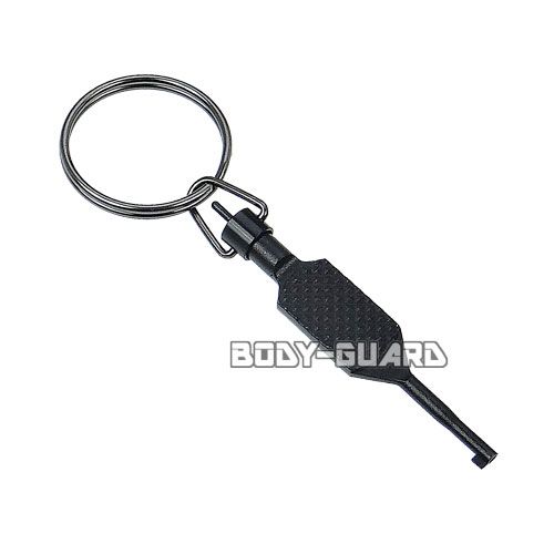 タクティカルカフキー キーリング付き タイプ2 ★フラットローレット ブラック カギ 鍵 手錠用 ハンドカ..