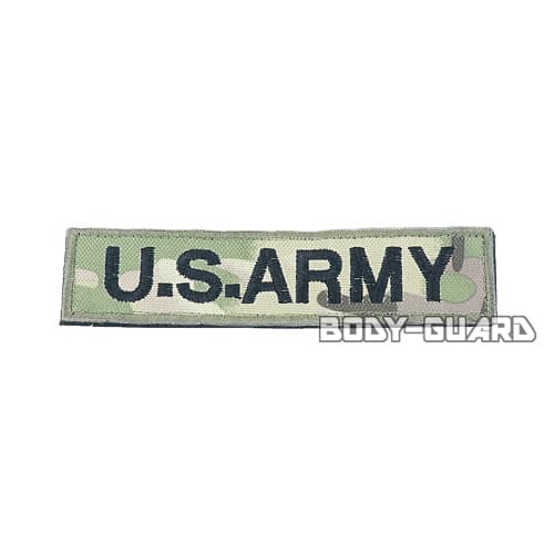 楽天ボディーガード楽天市場店U.S. ARMY 角ワッペン 13.5×3 迷彩（黒字） UNITED STATES ARMY カモ柄 ブラック アルファベット アメリカ 陸軍 マジックテープ式 ベルクロ サバゲー サバイバルゲーム ミリタリー コスプレ ファッション アップリケ 刺繍 大人 軍隊 デコレーション【ゆうパケット送料無料】