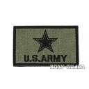 U.S. ARMY 角ワッペン 8×5 カーキ UNITED STATES ARMY アルファベット アメリカ 陸軍 星 スター ブラック マジックテープ式 ベ...