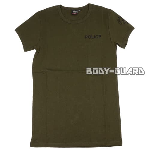 POLICE 半袖Tシャツ タイプ3 バックプリントあり カーキ L メンズ レディース ファッション サバイバル..