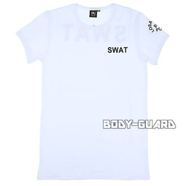 SWAT 半袖Tシャツ バックプリントあり ホワイト M メンズ レディース ファッション スポーツ 運動 サバイバルゲーム サバゲー カジュアル 普段着 部屋着 シンプル 警察 ミリタリー ポリスグッズ 丸首 白 黒文字 プリント ハロウィン 仮装 コスプレ【ゆうパケット送料無料】