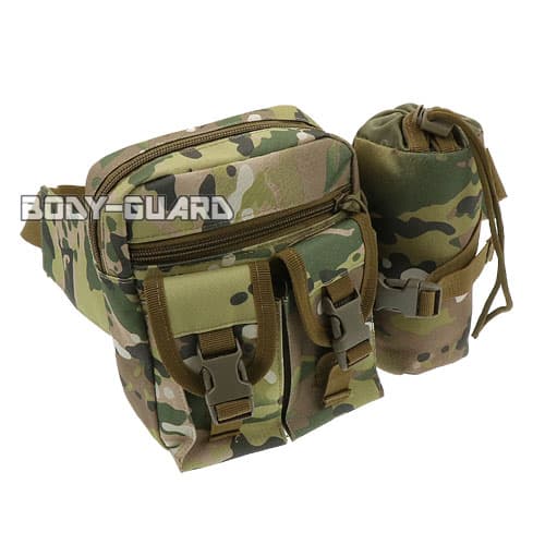 ウエストバッグ ペットボトルホルダー付き CP迷彩 ランニングポーチ ランニングバック ジョギングポーチ ランナーポーチ ウエストポーチ 大容量 揺れにくい メ...