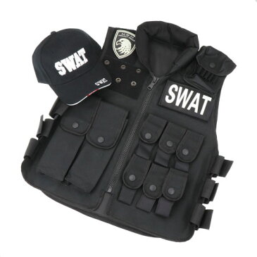 ハロウィン 2点セット SWATベスト&SWATキャップ スワット ハロウィン swat キャップ ベスト コスプレ 仮装 タクティカルベスト 女性 警察 婦人警官 サバイバルゲーム 衣装 特殊部隊 コスチューム 制服 レディース