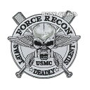 FORCE RECON ワッペン ブラック ホワイト マジックテープ式 サバゲー サバイバルゲーム コスプレ ファッション アイテム ミリタリー アップリケ 刺繍 装飾 簡単 取り外し 大人 アルファベット 英語 ドクロ 骸骨 羽根 アメリカ海兵隊武装偵察部隊【ゆうパケット送料無料】