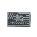 NAVY SEALS ワッペン グレー アメリカ海軍 マジックテープ式 メス 付属 簡単 サバゲー サバイバルゲーム コスプレ ファッションアイテム ミリタリー系 ミリタリーワッペン アップリケ コレクション 徽章 襟章 肩章 胸章 階級章 ベルクロ