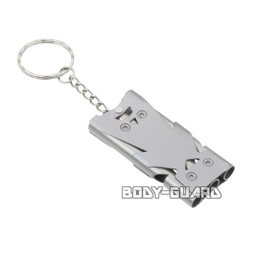 3連ホイッスル　シルバー 防災 キーホルダー 笛 警笛 防犯グッズ 防災グッズ SOS 緊急時 合図 ファッシ..