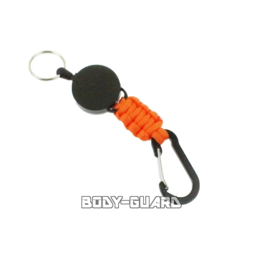 Rakuten - カラビナリールキーホルダー ミニ パラコード オレンジ 防災グッズ サバイバルグッズ ファッション アウトドア レジャー キャンプ 緊急時 ロープ 紐 伸びる 鍵 子供 キーホルダーリール 巻き取りコード アウトドア ファッション 便利品 小物 便利グッズ キーリング おしゃれ