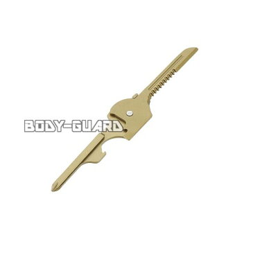 キータイプマルチツール ゴールド キーホルダー アウトドアグッズ サバイバルグッズ 小型 工具 便利ツール 多機能 おもしろグッズ 鍵型 キャンプ 災害時 緊急時 プラスドライバー マイナスドライバー 栓抜き ボトルオープナー レターオープナー ロープカッター