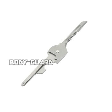 キータイプマルチツール シルバー キーホルダー アウトドアグッズ サバイバルグッズ 小型 工具 便利ツール 多機能 おもしろグッズ 鍵型 キャンプ 災害時 緊急時 プラスドライバー マイナスドライバー 栓抜き ボトルオープナー レターオープナー ロープカッター