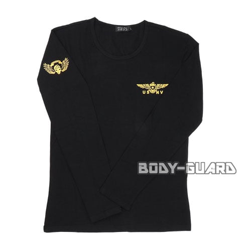 ミリタリーTシャツ USNV 長袖 ブラック XL メンズ レディース ファッション スポーツ 運動 サバイバルゲーム サバゲー カジュアル 普段着 部屋着 シ...