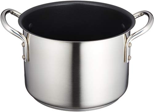 遠藤商事 業務用 ムラノ インダクション テフロンセレクト 半寸胴鍋 20cm (蓋無) IH対応 18-8ステンレ..