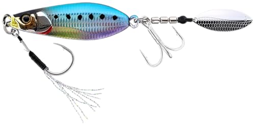 UVイワシ/60g/-・Color:UVイワシSize:60g・自重: 60g・カラー: UVイワシ・タイプ:【W (ワイド)】 / アクション: ｢遠くから魚を引き寄せるハイアピールなボディアクション+ブレード｣・特徴:「アイ・ボディ 上下非対称のワイドボディ」「ウィローブレード (ウェイトごとに調整)」「後方重心設計」「フロント サゴシ対応ワイヤー内蔵アシストライン付アシストフック」「リア トレブルフック (高耐久・太線径)」・シリーズ:【 ビッグバッカー E-ブレード W (BIGBACKER E-BLADE WIDE) 】……ただ巻きOK　ワイドアクションで寄せて、スローな誘いで食わすハイアピール型のワイドタイプ・ブレードジグ。 巻きでもフォールでも、ボディとブレードが回転を続け強いアピール力を発揮。青物だけでなく、強いアピールに引き寄せられるフラットフィッシュやロックフィッシュに特に効果的。 堤防・岩礁帯・サーフなどの｢シャロー・表層攻め｣｢ヒラヒラとスローな攻め｣などにマッチ。ただ巻きでOK 扱いやすさにこだわったブレードジグ【ビッグバッカー E-ブレード】からアクションの異なる2タイプ【S (スリム)】【W (ワイド)】が登場! 【W (ワイド)】は、ワイドアクションで寄せて、スローな誘いで食わす遠くから魚を引き寄せるボディアクションを持つブレードジグ! ー特徴ー 〇【ボディアクション】 オリジナルEブレードには無かったボディのワイドアクションを追加したことで波動とフラッシングを強化。 フラットフィッシュやロックフィッシュは視界に入れば遠くからでも突進してくるため、ハイアピールなボディアクション+ブレードが特に効果的です。 〇【浮き上がり性能】 浮き上がり性能もよく｢サーフなどの遠浅なエリア｣から｢ボトムをヒラヒラとスローに誘う｣ことも出来る多彩な面も持ち合わせます。浮き上がりいいため、根掛りもしにくくなっています。 〇【サーフエリア】 1秒1〜1.5回転ほどのミディアムリトリーブをメインに、時折フォールさせてボトムを取るを繰り返すのがおすすめ。 〇【堤防や岩礁帯エリア】 着底後1秒1回転ほどのスローなただ巻きをメインに時折フォールさせてボトムを取るを繰り返すのがおすすめ。 〇【対象魚】 青物だけではなく、より強いアピールに引き寄せられやすいフラットフィッシュやロックフィッシュに効果的なブレードジグです。 〇【ボディ設計】 アイ・ボディの上下を非対称にすることでボディの向きが決まりやすくなり、アクション安定性が向上。アクションの破綻を抑え、幅広い巻き速度に対応します。 〇【ウィローブレード】 　ウェイトごとに調整。 ボディのアクションを抑えすぎず、ブレードもしっかりアピールする、最適なブレードセレクトです。 〇【ブレードのアイ】 楕円形のアイ形状は、スプリットリング装着後に残る隙間を最小限にし、フックが入ってしまうトラブルを抑えます。 〇【後方重心設計】 　飛行姿勢を安定させ、飛距離を向上させます。 〇【フックセッティング】 　ブレードバイトやテール部への浅いバイトもしっかりとフックアップするリアのトレブルフックに加え、胴体へのバイトや頭からのバイトにも対応するフロントのアシストフックを採用。 　ブリクラスの引きにも耐えうるサイズ・線径のフックを標準装備しています。