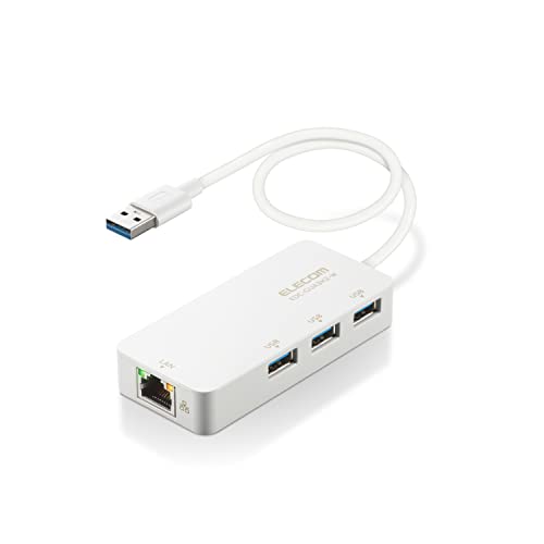 エレコム 有線LANアダプター USB3.0 USB-A USB→RJ45 変換アダプター ギガビット USBハブ (USB-A×3ポー 送料無料
