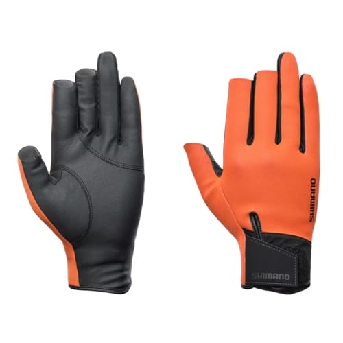 シマノ(SHIMANO) 03 タイタニューム・アルファ グローブ 3本カット セミロング GL-055Y オレンジ L 送料無料