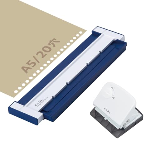 カール事務器(CARL) ゲージパンチ ルーズリーフパンチ 多穴 A5/20穴 5枚 ブルー 日本製 ツマミハンドル..