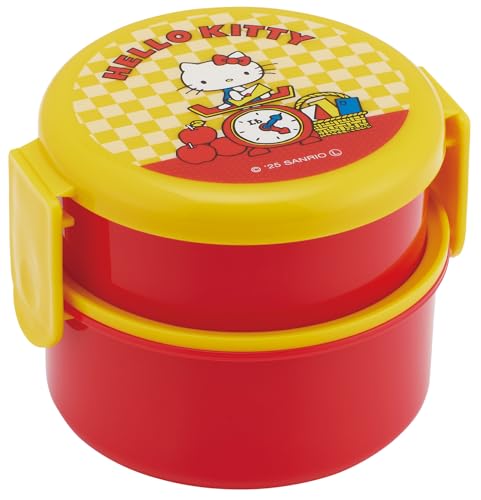 スケーター(Skater) 弁当箱 丸型 ランチボックス 500ml 2段 フォーク付 日本製 サンリオ ハローキティ レトロ 25 O 送料無料