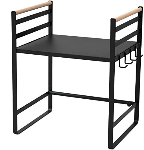 山善(YAMAZEN) レンジ上ラック (伸縮) 幅46-73×奥行35.5×高さ51cm 棚板高さ調節可 4連フック付き お客様組立品 送料無料(3)