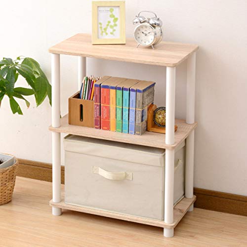 Wall Furniture - 山善(YAMAZEN) ラック オープンシェルフ 幅47×奥行27×高さ63.5cm 3段 ミニ 角が丸い 組立かんたん オーク ISR 送料無料