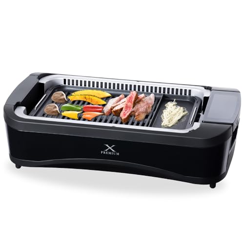 [山善] 煙の少ない 焼肉プレート XGRILL PREMIUM ワイドサイズ 吸煙機能付き 煙約94%カット 温度調節5段階 プレート 送料無料
