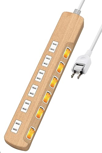 エレコム 電源タップ 雷ガード 個別スイッチ ほこりシャッター付 6個口 木目調 1m オーク ECT-1310O 送料無料