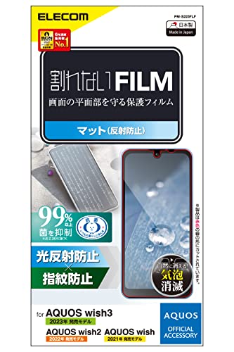 エレコム AQUOS wish3(SH-53D) フィルム アンチグレア 指すべりなめらか 指紋が付きにくい 気泡が消える 貼り直し可能 送料無料