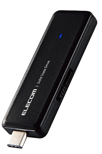 ブラック///ホワイト/500GB/ESD-EMH0500GBK・Color:ブラック///ホワイトSize:500GB・パッケージ個数:1・USB Type-C(TM)スライドコネクターを採用したUSB 10Gbps(USB3.2(Gen2))外付けポータブルSSDです。・出荷時にexFAT形式でフォーマット済みのため、USB Type-C(TM)ポートを搭載したMacBookやiPadなどでも、ケーブルやアダプターを別途購入することなく、接続するだけですぐに使用可能です。・※USB Type-C and USB-C are trademarks of USB Implementers Forum・重さ約12g、幅約64.0mm×奥行約22.5mm×高さ約8.0mmというコンパクトさで、持ち運びや収納にも便利なUSBメモリサイズです。・読み込み最大1000MB/s、書き込み最大980MB/sの高速データ転送を実現しています。【 仕様 】 ■対応OS(Windows)：Windows 11/10 ■対応OS(mac)：macOS Ventura 13/macOS Monterey 12/macOS Big Sur 11 ■対応OS(iPadOS)：iPadOS 16 ※全ての機器、OSバージョン、アプリケーション等との完全な互換性をするものではありません。弊社が動作をする機器は対応表よりご確認ください。 ■対応OS(Android)：Android 13 ※全ての機器、OSバージョン、アプリケーション等との完全な互換性をするものではありません。弊社が動作をする機器は対応表よりご確認ください。 ■対応ゲーム機：PlayStation(R) 5 ※PlayStation(R) 5のソフトデータは拡張ストレージから起動できません。 ■インターフェイス：USB 10Gbps(USB3.2(Gen2)) ■コネクタ形状：USB Type-C(TM) ■容量：500GB ■データ転送速度：読み込み:最大1000MB/s、書き込み:最大980MB/s ※USB 10Gbps(USB3.2(Gen2))でご使用になるには、機器側がUSB 10Gbps(USB3.2(Gen2))に対応している必要があります。 ■出荷時フォーマット：exFAT ■セキュリティソフトウェア対応機種：Windows 11/10が動作するWindowsパソコン、およびmacOS Ventura 13/macOS Monterey 12/macOS Big Sur 11が動作するMac ■外形寸法：幅約64.0mm×奥行約22.5mm×高さ約8.0mm ■重量：約12g ■電源：USBバスパワー ■カラー：ブラック ■期間：1年間 【 説明 】 ■USB Type-C(TM)スライドコネクターを採用したUSB 10Gbps(USB3.2(Gen2))外付けポータブルSSDです。 ■出荷時にexFAT形式でフォーマット済みのため、USB Type-C(TM)ポートを搭載したMacBookやiPadなどでも、ケーブルやアダプターを別途購入することなく、接続するだけですぐに使用可能です。 ■※USB Type-C and USB-C are trademarks of USB Implementers Forum ■重さ約12g、幅約64.0mm×奥行約22.5mm×高さ約8.0mmというコンパクトさで、持ち運びや収納にも便利なUSBメモリサイズです。 ■読み込み最大1000MB/s、書き込み最大980MB/sの高速データ転送を実現しています。 ■※USB 10Gbps(USB3.2(Gen2))でご使用になるには、機器側がUSB 10Gbps(USB3.2(Gen2))に対応している必要があります。 ■PlayStation(R) 5に接続し、PlayStation(R) 4のゲームデータを外付けSSDに保存することで、ゲームの起動時間やセーブデータのロード時間が短縮され、より快適なゲームプレイが可能です。 ■PlayStation(R) 5に接続し、PlayStation(R) 5のゲームデータを外付けSSDに保存することで、本体ストレージの空き容量を確保できます。 ■※PlayStation(R) 5のゲームデータを外付けSSDから起動することはできません。 ■期間を「1年間」としていますので、安心してご利用いただけます。 ■衝撃や振動によって破損しやすいディスク駆動部品がないため、高い耐衝撃性能と耐振動性能を兼ね備えています。 ■モーターなどの駆動部品がないため、書き込み時の騒音もなく、HDDに比べて消費電力を大幅に抑えられます。 ■外部電源を必要としないUSBバスパワー駆動なので、USBポートに接続するだけですぐに使えます。 ■お好みのストラップを装着できるストラップホールを装備しています。 ■※本製品にストラップは付属していません。 ■エレコムホームページからダウンロードすることで、パスワード自動認証機能付きセキュリティソフト「PASS(Password Authentication Security System)」を使用可能です。 ■指定したパソコン(最大3台)で一度パスワードを設定すると、二度目からは面倒なパスワード入力をすることなくデータを保護することができます。 ■未登録のパソコンに接続したときは、パスワード入力を要求するので、盗難や紛失時のデータ漏えいを防止します。 ■自社環境認定基準を1つ以上満たし、『THINK ECOLOGY』マークを表示した製品です。 ■廃棄物削減に取り組み、製品に同梱する取扱説明書等をペーパーレス化した製品です。