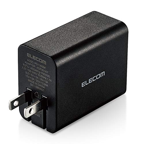 Type-Cポートブラック/-/ACDC-PD1165BK・Style:Type-Cポート・パッケージ個数:1・USB Power Deliveryに対応し、対応するノートPCやスマートフォン、タブレットなどを超高速充電できるGaN(窒化ガリウム)を採用した小型で軽量、かつ高出力なUSB AC充電器です。・GaN(窒化ガリウム)とは従来のシリコンと比べると発熱を抑える事が出来る材料で、製品の小型化及び軽量化が可能となりました。・USB Power Deliveryとは、アダプタと接続機器間で情報をやり取りすることで、その機器間における適した電力を選択し、高速充電を実現するUSB規格です。100W(※)という高電力に対応するため、さまざまな機器での利用が広がっています。※本製品のUSB Power Delivery出力は65Wです。・小型・軽量なので外出や出張などの際の持ち運びに便利です。・USBコンプライアンステストに合格した信頼性の高い製品である証の、USB-IFのUSB Power Delivery規格正規認証品です。【 仕様 】 ■対応機種:USB Type-C (USB-C)からUSB Power Delivery 3.0(65W)の規格内で充電が可能な機器 ■定格入力電圧:AC100-240V 50/60Hz ■定格出力電力:65W ■定格出力電圧:5V/9V/15V/20V ■定格出力電流:5V時3A/9V時3A/15V時3A/20V時3.25A ■外形寸法:約 幅64.5×厚み32×高さ51.5(mm) ■重量:約137g ■カラー:ブラック ■使用可能地域:日本 ■期間:1年間 ■その他:USB-IF正規認証品 ■コネクタ形状:USB Type-C(USB-C)メス ■定格入力電流:1.7A ■コンセントプラグ仕様:90度スイング構造/絶縁スリーブ搭載 ■使用温度範囲:0~40℃ ■認証:USB Power Delivery 3.0 ■法令:◇PSE 特定電気用品 【 説明 】 ■USB Power Deliveryに対応し、対応するノートPCやスマートフォン、タブレットなどを超高速充電できるGaN(窒化ガリウム)を採用した小型で軽量、かつ高出力なUSB AC充電器です。 ■GaN(窒化ガリウム)とは従来のシリコンと比べると発熱を抑える事が出来る材料で、製品の小型化及び軽量化が可能となりました。 ■USB Power Deliveryとは、アダプタと接続機器間で情報をやり取りすることで、その機器間における適した電力を選択し、高速充電を実現するUSB規格です。100W(※)という高電力に対応するため、さまざまな機器での利用が広がっています。※本製品のUSB Power Delivery出力は65Wです。 ■小型・軽量なので外出や出張などの際の持ち運びに便利です。 ■USBコンプライアンステストに合格した信頼性の高い製品である証の、USB-IFのUSB Power Delivery規格正規認証品です。 ■USB協会指定の試験に合格した信頼性の高いUSB Type-C(USB-C)コネクタを搭載していますので・心配なく使用いただけます。 ■端末に応じて出力が5V/3A、9V/3A、15V/3A、20V/3.25Aと可変し、iPhoneなどのスマートフォンから、Nintendo Switchなどのゲーム機、対応のノートパソコンまで幅広く高速充電できます。※ Nintendo Switchはドックでの充電はできません。 ■コンセントプラグには本体に収納できるスイングプラグ機構を採用しています。 ■トラッキング現象による火災の防止に役立つ、絶縁キャップ付きのコンセントプラグを採用しています。 ■※端末本体や充電器が濡れた状態で充電すると、異常な発熱・焼損の原因となり大変危険ですのでおやめください。 【商品に関するお問い合わせ】 エレコム総合インフォメーションセンター TEL. 0570-084-465 FAX. 0570-050-012 受付時間 / 10:00~19:00 年中無休