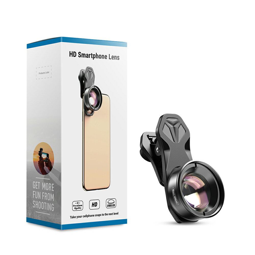 【送料無料】マクロレンズ Apexel HD版 100mm スマートフォン用レンズ スマホ用レンズ クリップ式レンズ 接写 APL-HB100Mのサムネイル