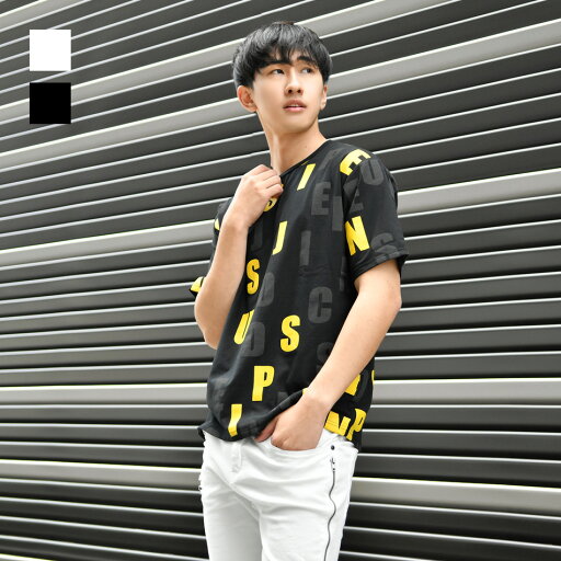 Tシャツ メンズ 半袖 ロゴ プリント クルーネック 総柄 派手 春夏秋 ストレッチ ゴルフウエア ストリート系 サーフ系 モード系 オラオラ系 白 黒 ホワイト ブラック M L XL LL 2L