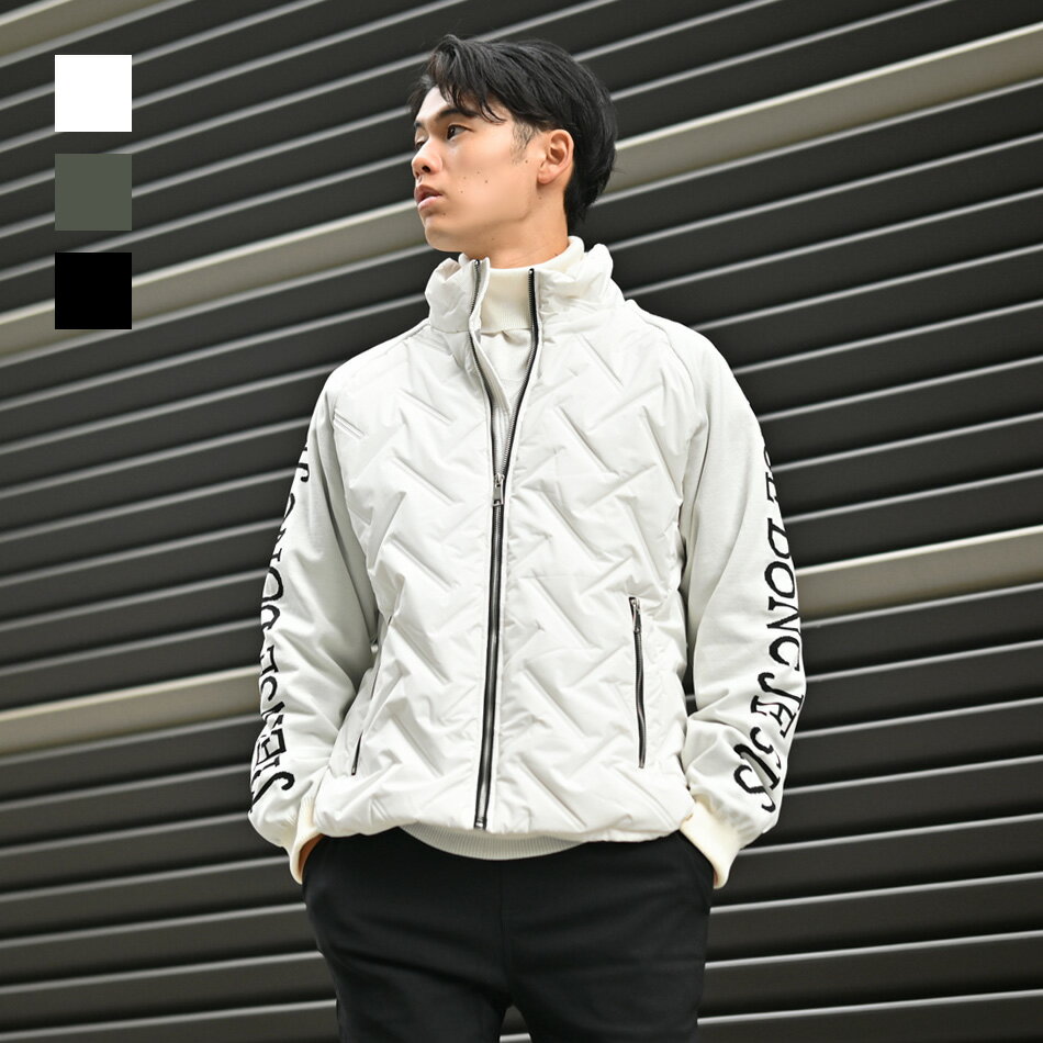 【ポイント5倍】ダウンジャケット メンズ 機能中綿 シームレス ニットコンビ カジュアル ストリート 切替 暖かい 軽い ホワイト カーキ ブラック 白 黒 M L XL LL 2L