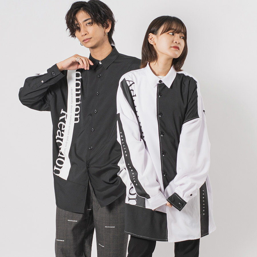 楽天select shop HK／エイチケービッグシルエットテーププリントドルマンシャツ メンズ ビッグシルエット オーバーサイズ ストリート系 韓国ファッション 韓国系 RE730 セブンサーティー