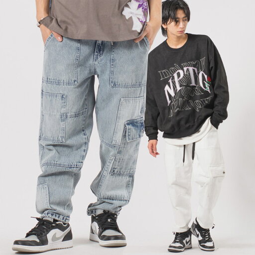 パッチワークベイカーカーゴパンツ メンズ ワイドパンツ ミリタリー オーバーサイズ ストリート系 韓国ファッション 韓国系 RE730 セブンサーティー