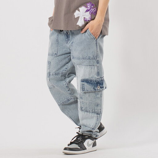 パッチワークベイカーカーゴパンツ メンズ ワイドパンツ ミリタリー オーバーサイズ ストリート系 韓国ファッション 韓国系 RE730 セブンサーティー