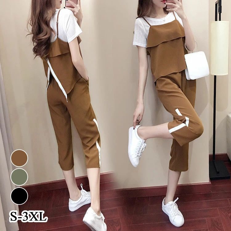 カジュアル 部屋着 大きいサイズ ワイドパンツ Tシャツ 半袖 2点セット スポーツウェア スウェットセット 夏 レディース