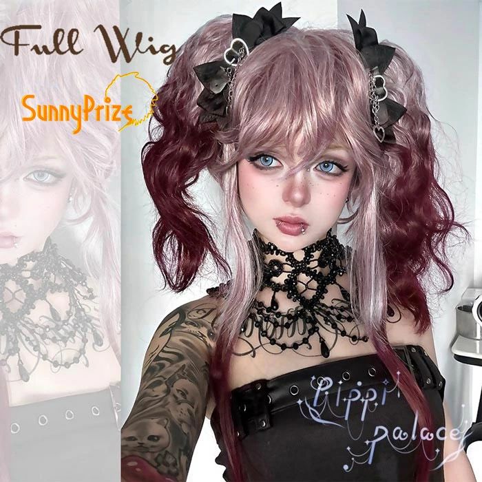 dp419c0c0lc レディース 耐熱 パンク ゴシック ロリータ風 グラデーション ツインテール フルウィッグ