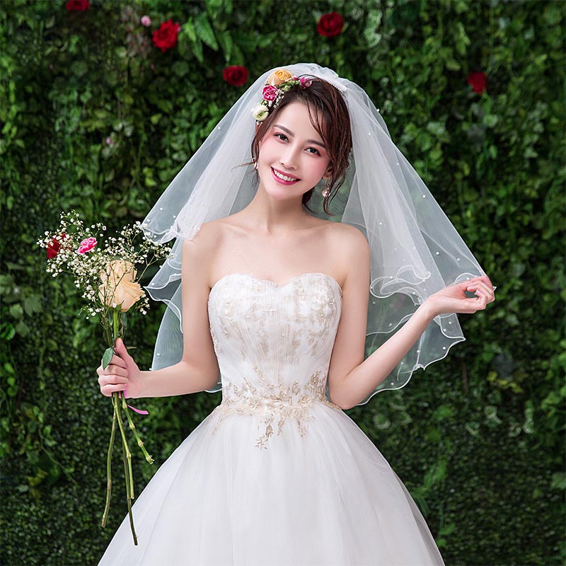 可愛い花嫁 リットルプリンセス ウェディングベール 結婚式 披露宴 セミロング 手作りベール ベールダウン ベールアッ