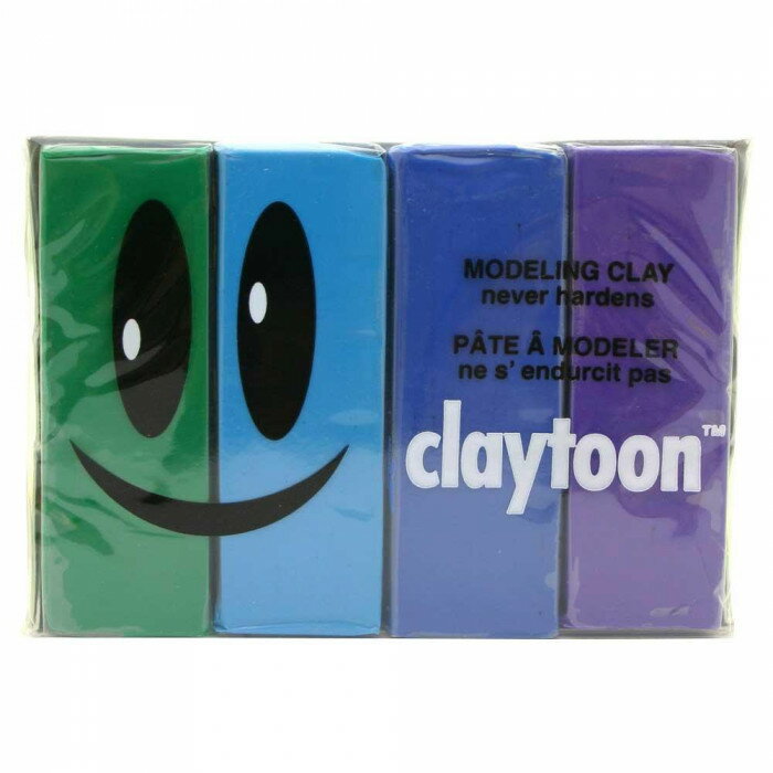 プレゼント オススメ 父 母 日用品 MODELING CLAY(モデリングクレイ)　claytoon(クレイトーン)　カラー油粘土　4色組(クール)　1Pound　3個セット 送料無料 お返し 贈答品